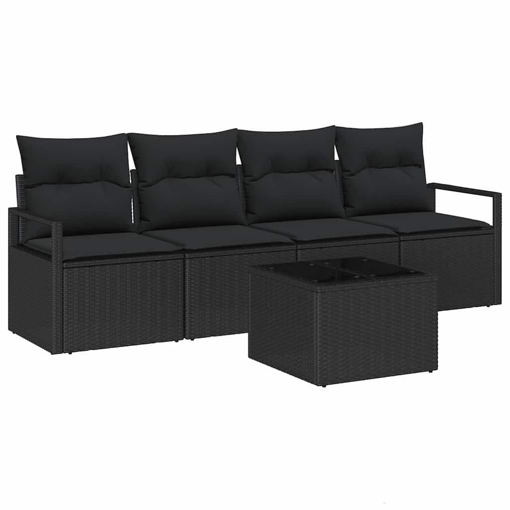 Set sofe s jastukom s pohranom 5 pcs Crna poliratan