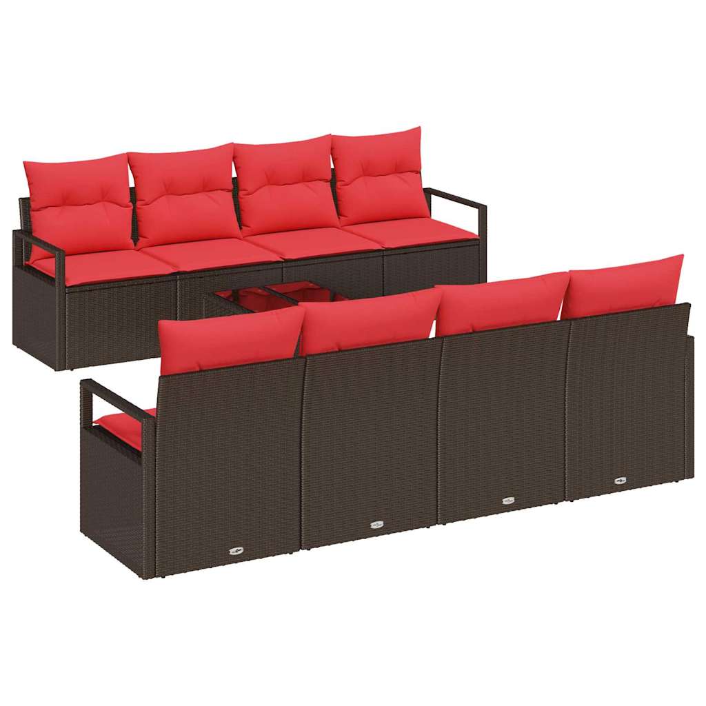 Set sofe s jastukom s pohranom 9 pcs Bež i Crvena poliratan
