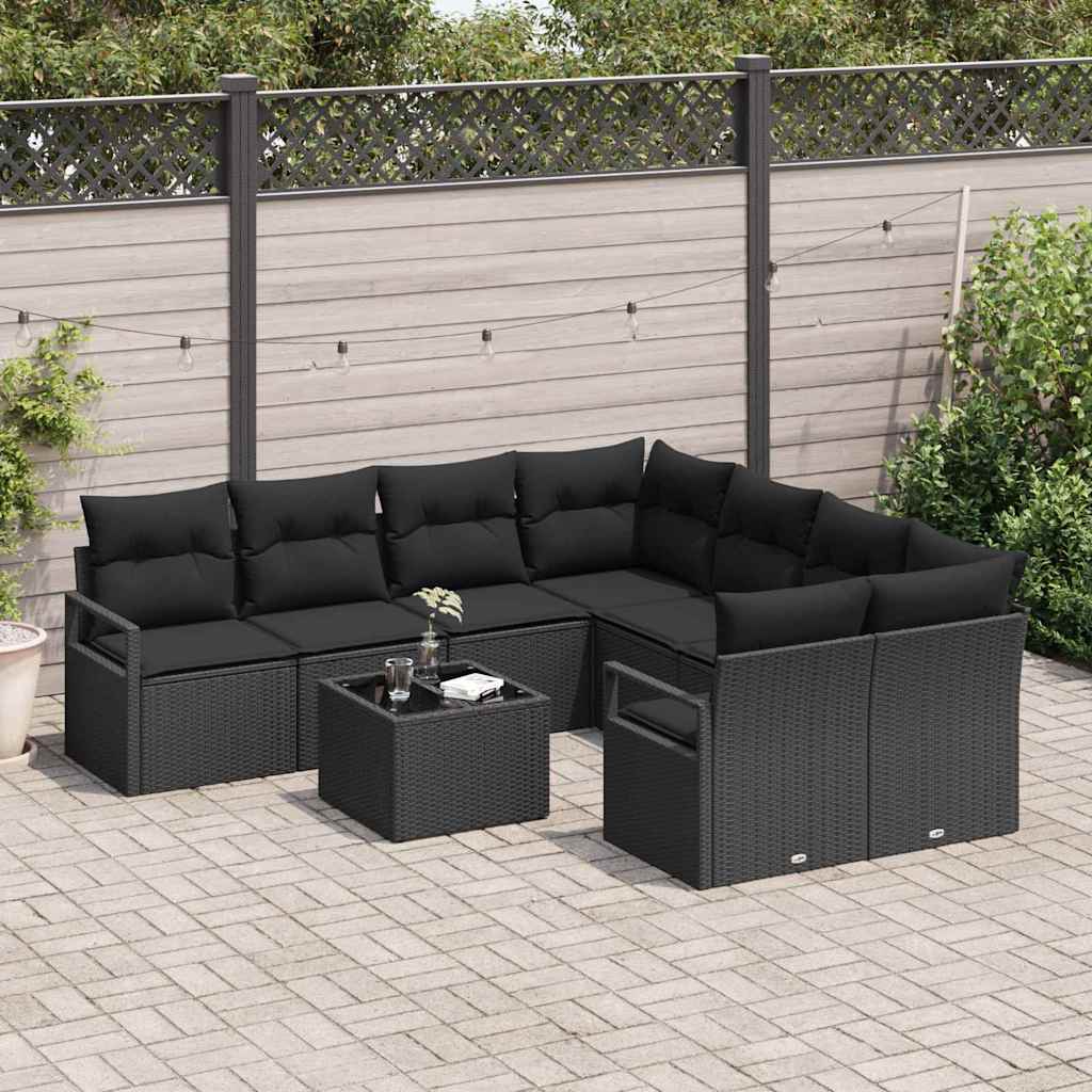 Set sofe s jastukom s pohranom 9 pcs Crna poliratan
