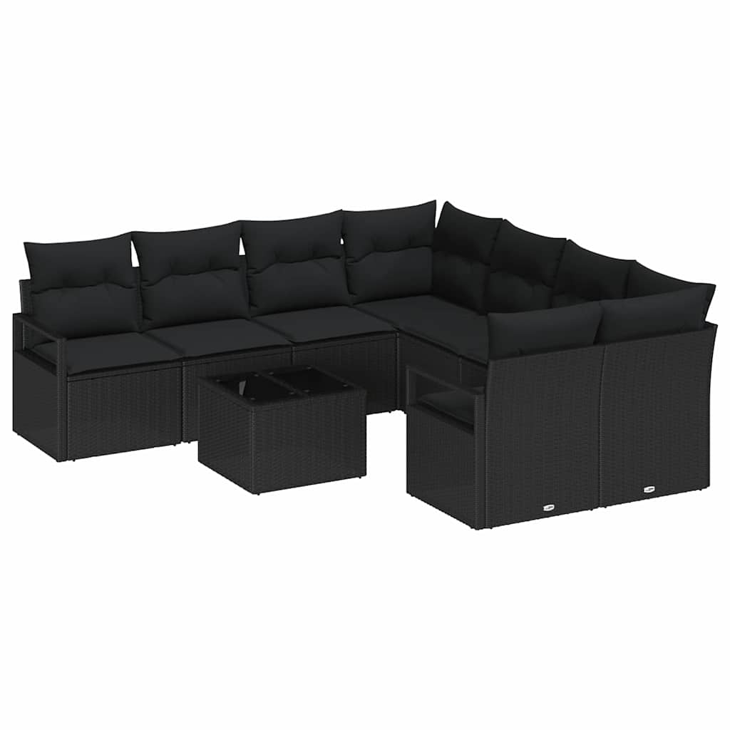 Set sofe s jastukom s pohranom 9 pcs Crna poliratan