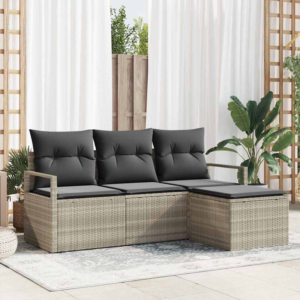 Set sofe s jastukom s pohranom 4 pcs Svijetlo siva poliratan