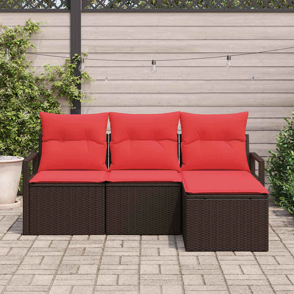 Set sofe s jastukom s pohranom 4 pcs Smeđa i crvena poliratan