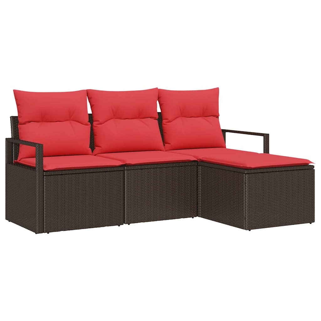 Set sofe s jastukom s pohranom 4 pcs Smeđa i crvena poliratan