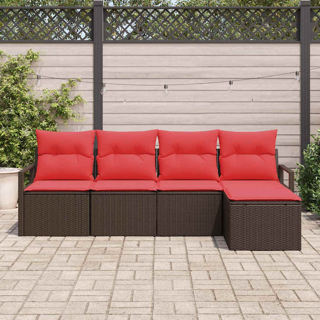 Set sofe s jastukom s pohranom 5 pcs Smeđa i crvena poliratan