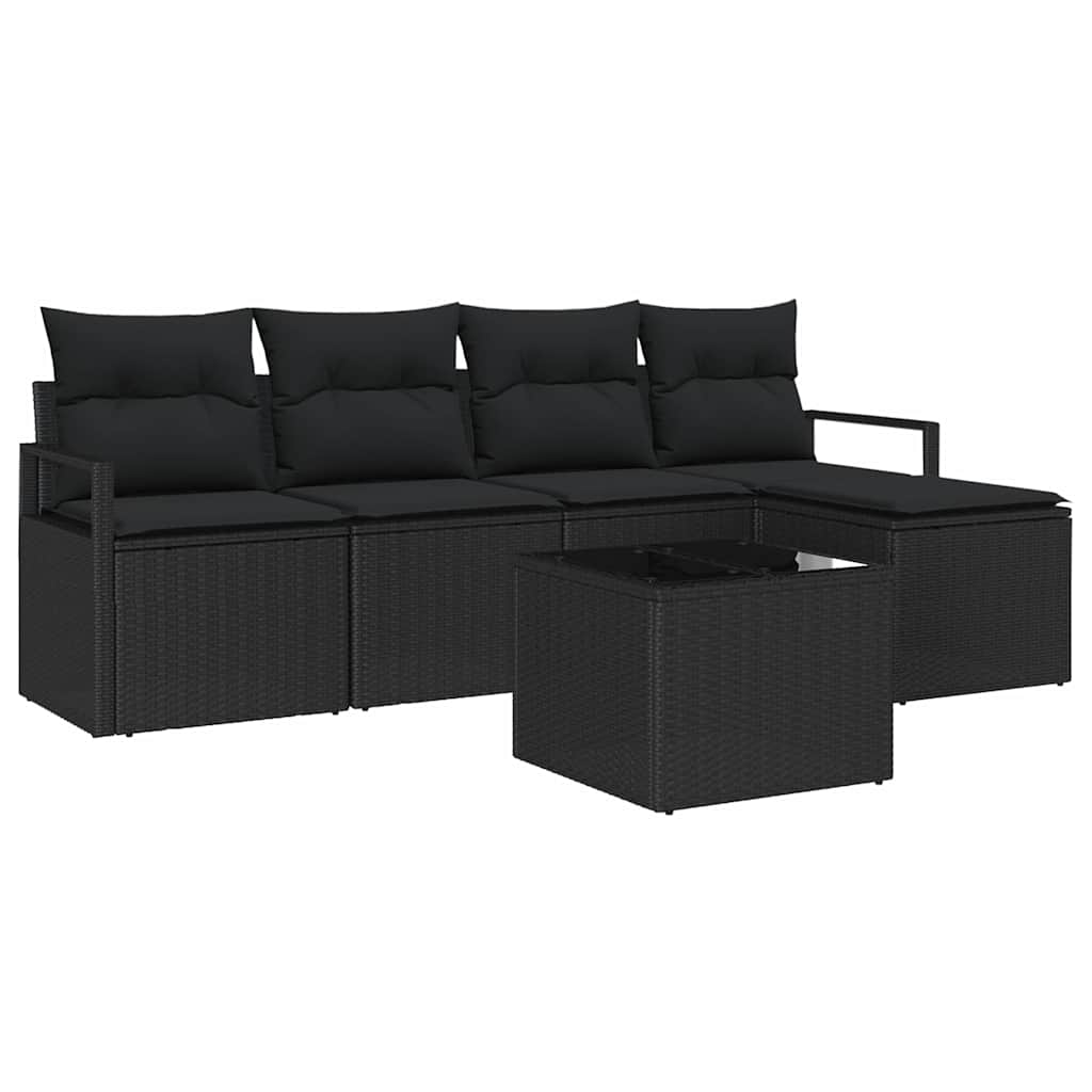 Set sofe s jastukom s pohranom 6 pcs Crna poliratan