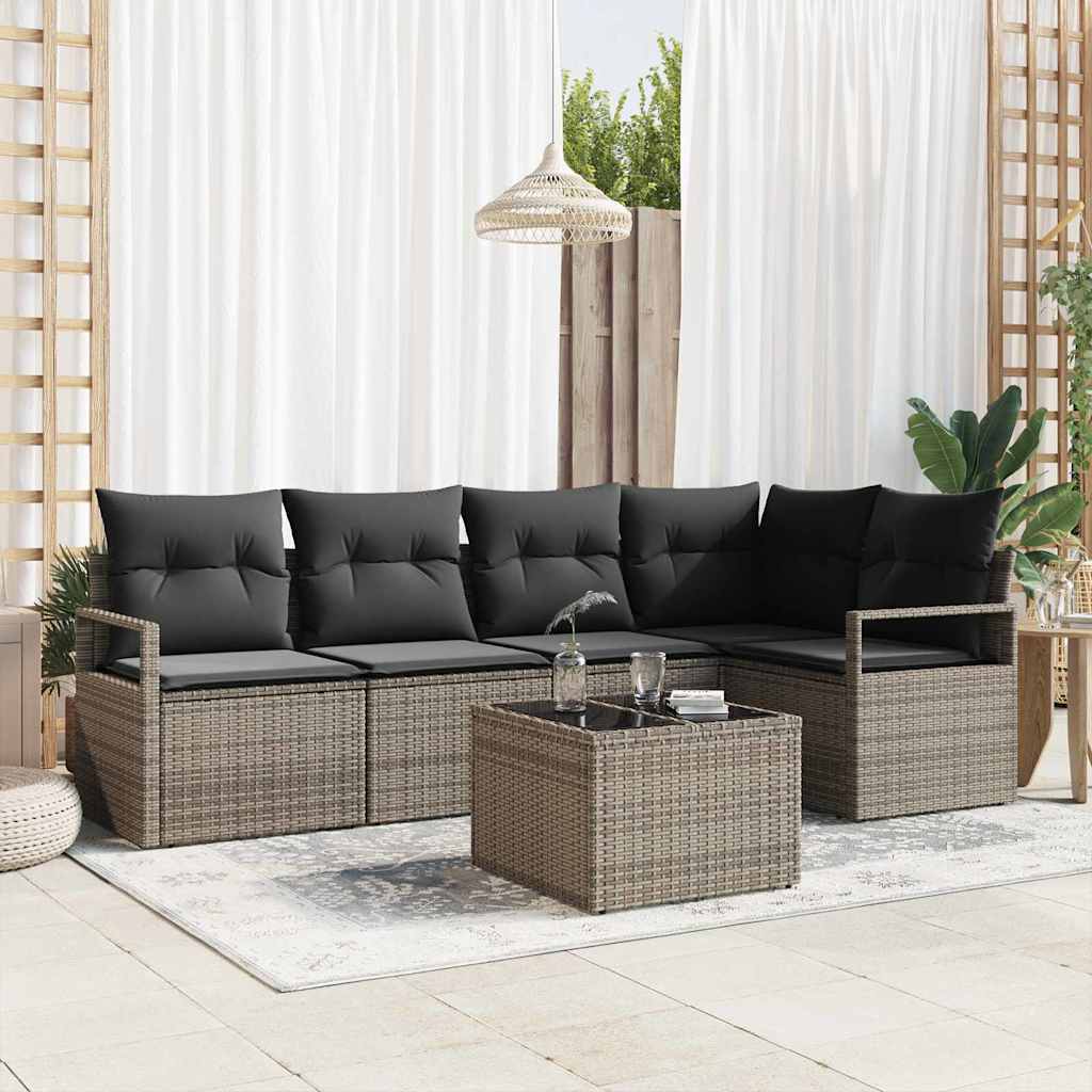 Sjedeća garnitura za vrt 6 kom. Svijetlo siva poliratan Svjetlosiva 232 x 122 x 85 cm