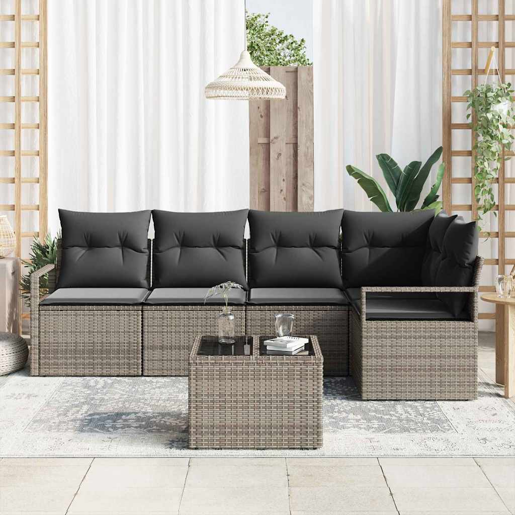 Sjedeća garnitura za vrt 6 kom. Svijetlo siva poliratan Svjetlosiva 232 x 122 x 85 cm