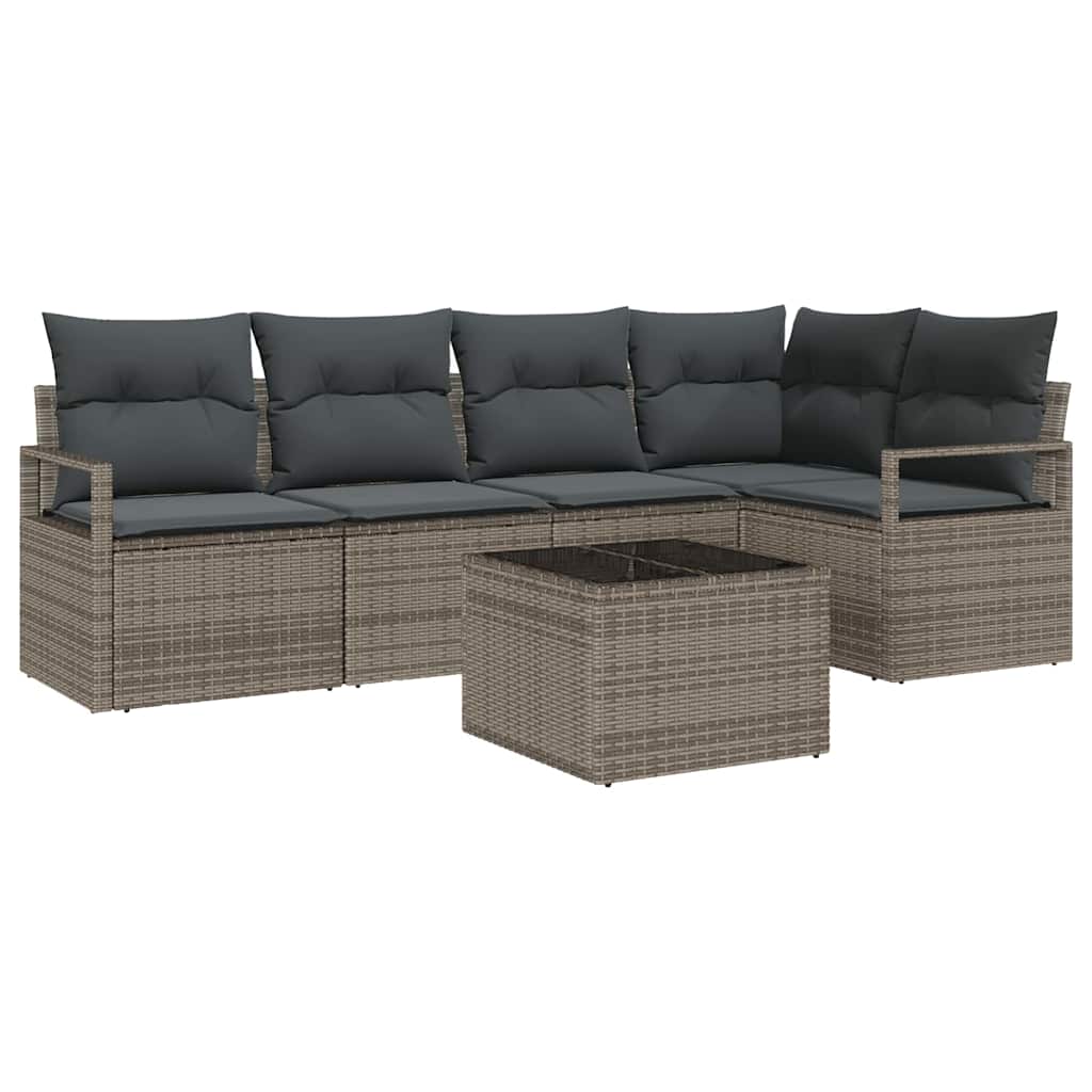Sjedeća garnitura za vrt 6 kom. Svijetlo siva poliratan Svjetlosiva 232 x 122 x 85 cm
