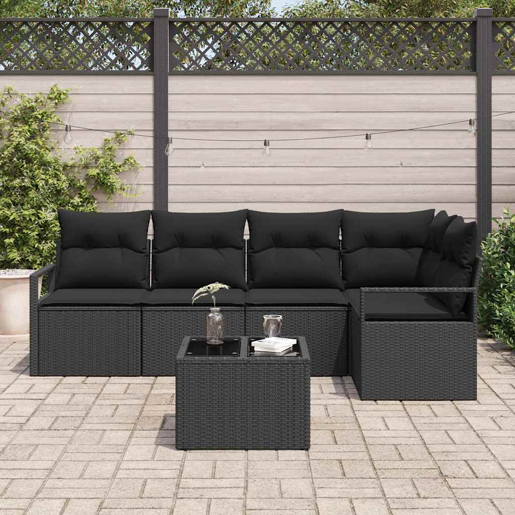 Sjedeća garnitura za vrt 6 kom. Crna poliratan 232 x 122 x 85 cm