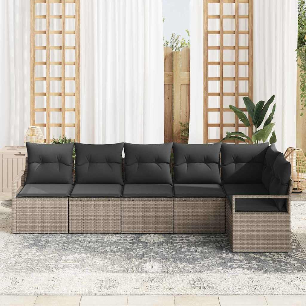 Sjedeća garnitura za vrt 6 kom. Siva poliratan 287 x 122 x 85 cm