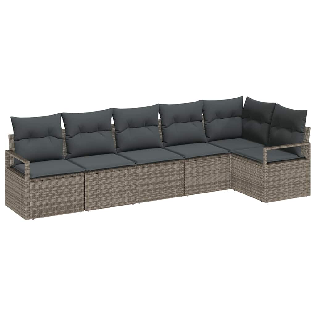 Sjedeća garnitura za vrt 6 kom. Siva poliratan 287 x 122 x 85 cm