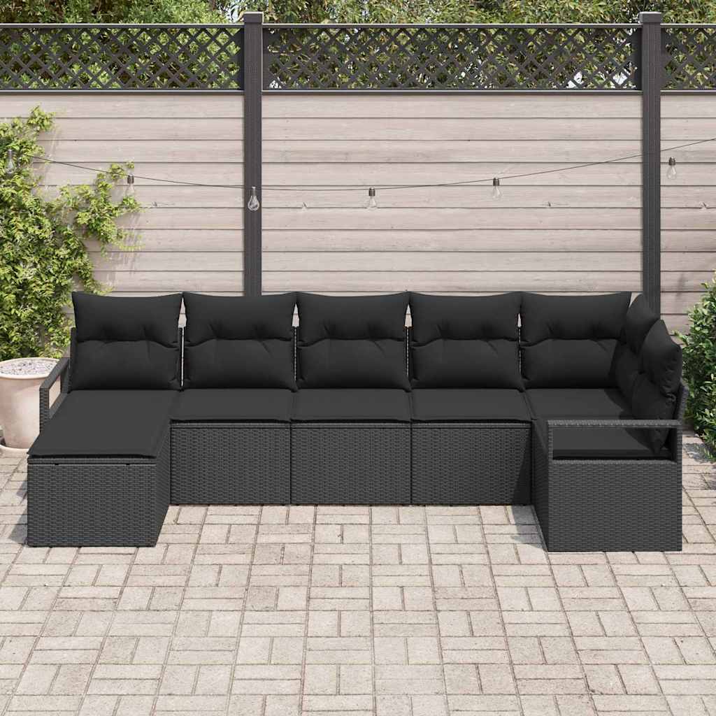 Set sofe s jastukom s pohranom 7 pcs Crna poliratan