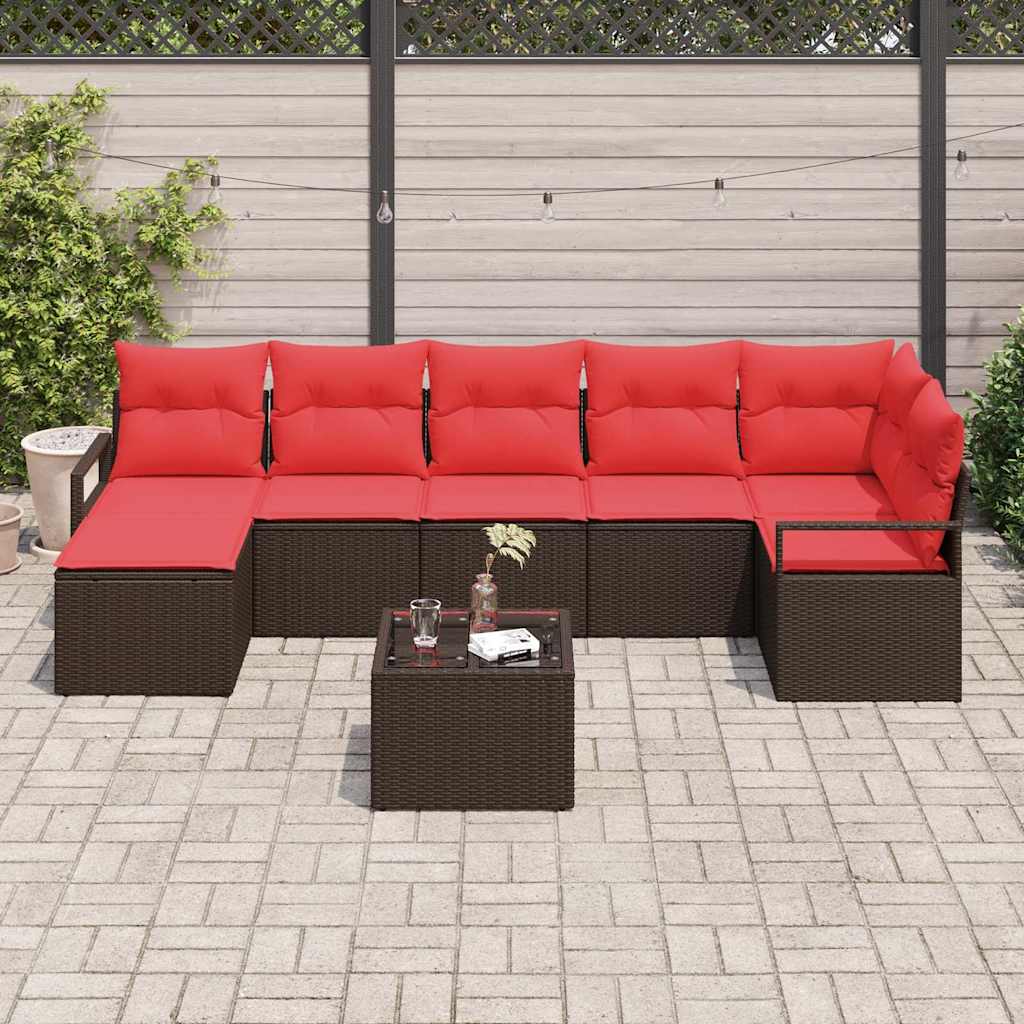 Set sofe s jastukom s pohranom 8 pcs Smeđa i crvena poliratan