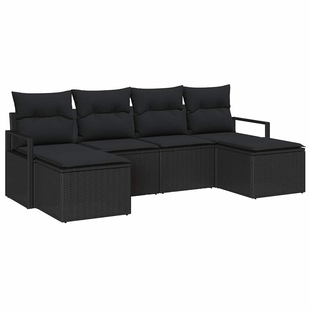Set sofe 6 kom. Crna poliratan 230 x 117 x 85 cm