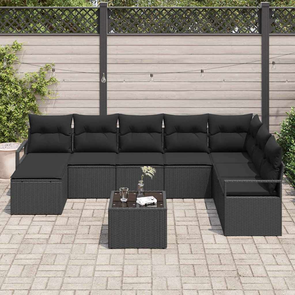 Set sofe s jastukom s pohranom 9 pcs Crna poliratan