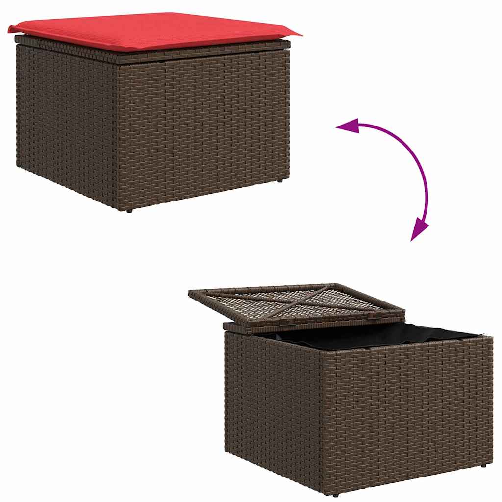 Set sofe s jastukom s pohranom 9 pcs Smeđa i crvena poliratan