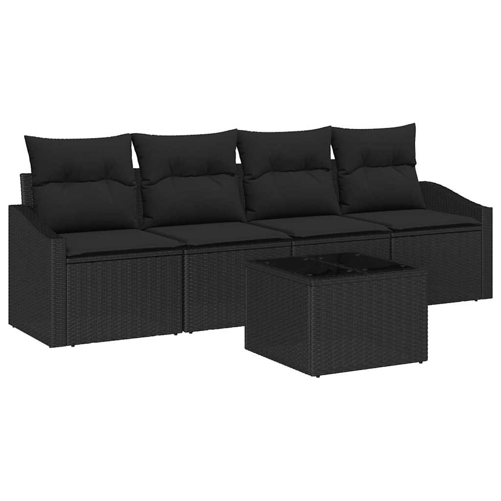 Set sofe s jastukom s pohranom 5 pcs Crna poliratan