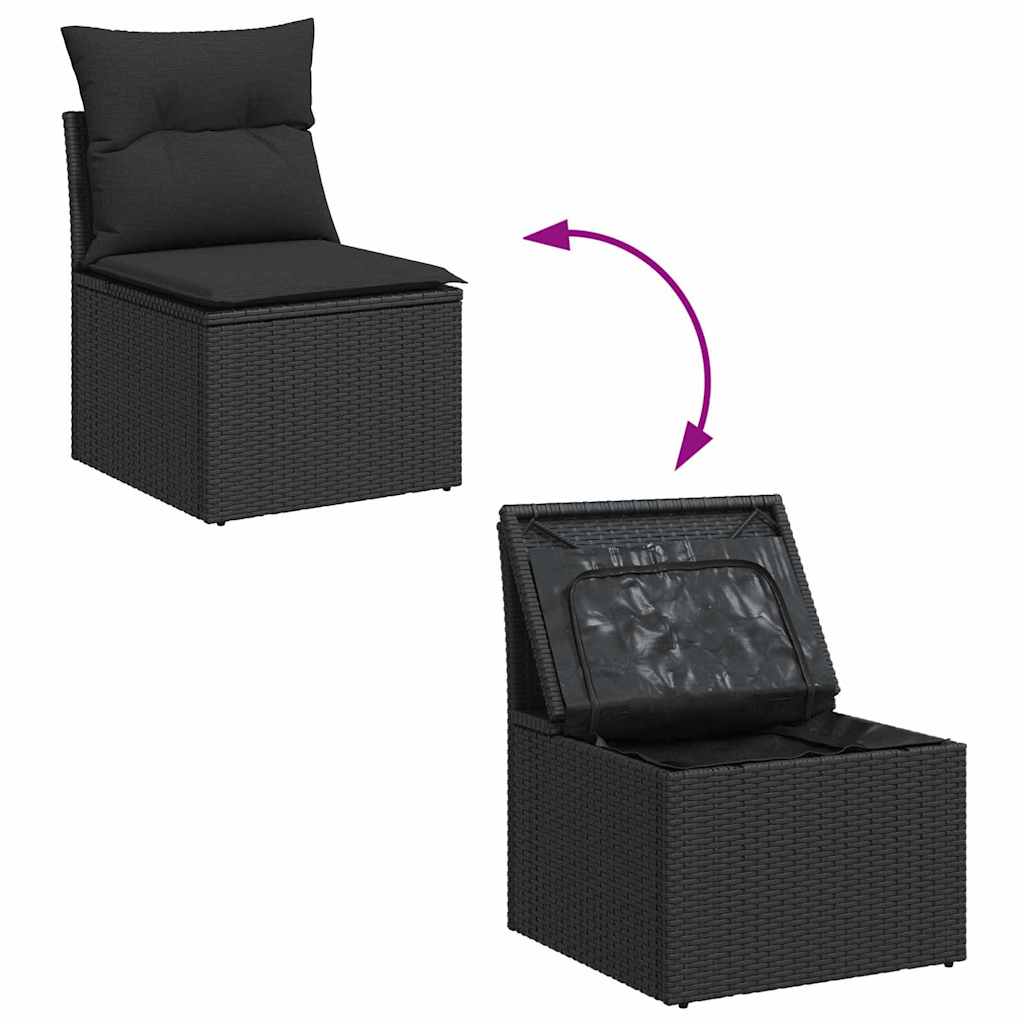 Set sofe s jastukom s pohranom 5 pcs Crna poliratan