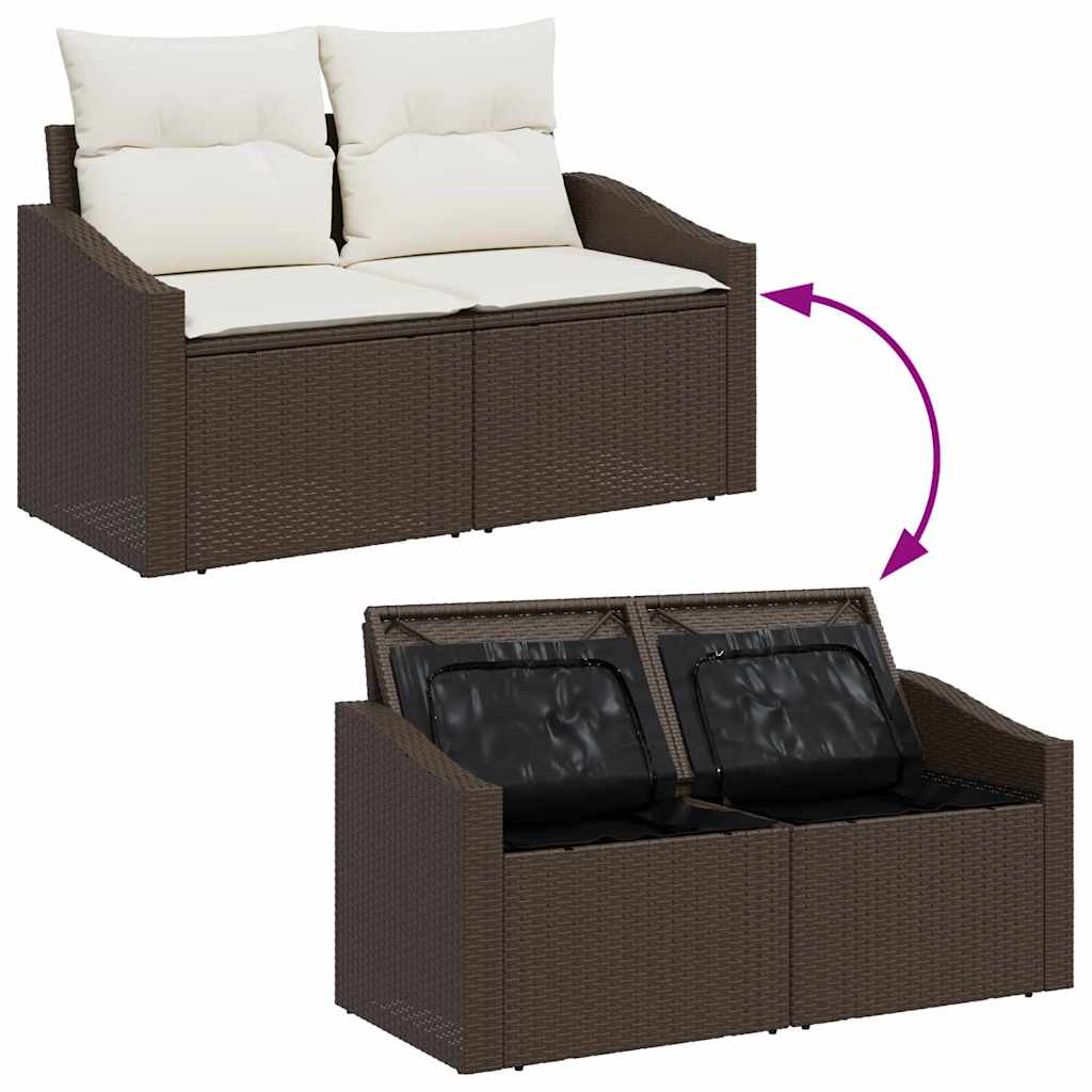 Set sofe s jastukom s pohranom 6 pcs Smeđa i krem poliratan