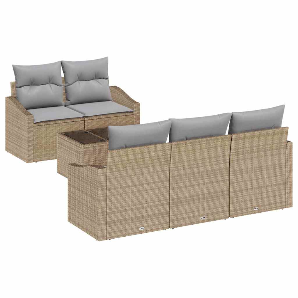 Set sofe s jastukom s pohranom 6 pcs Bež i siva poliratan