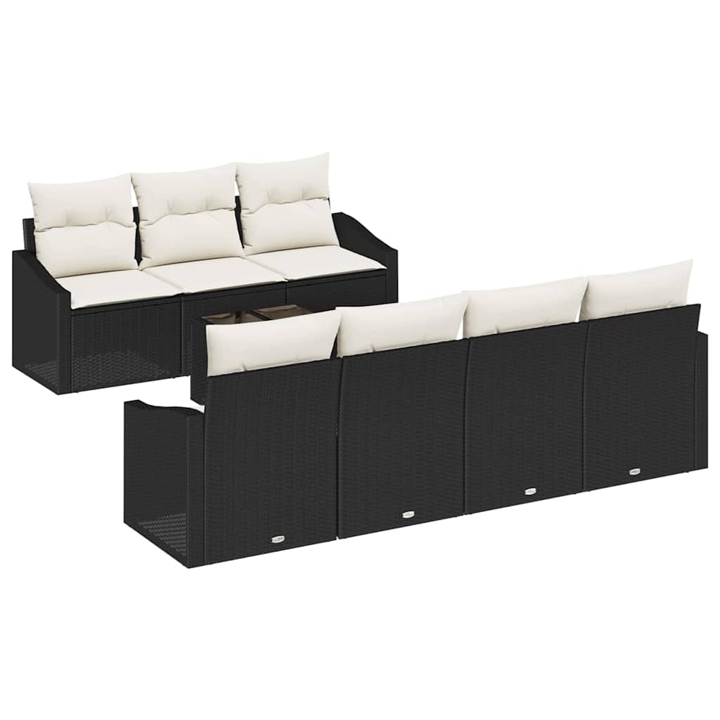 Set sofe s jastukom s pohranom 8 pcs Crna i Krema poliratan