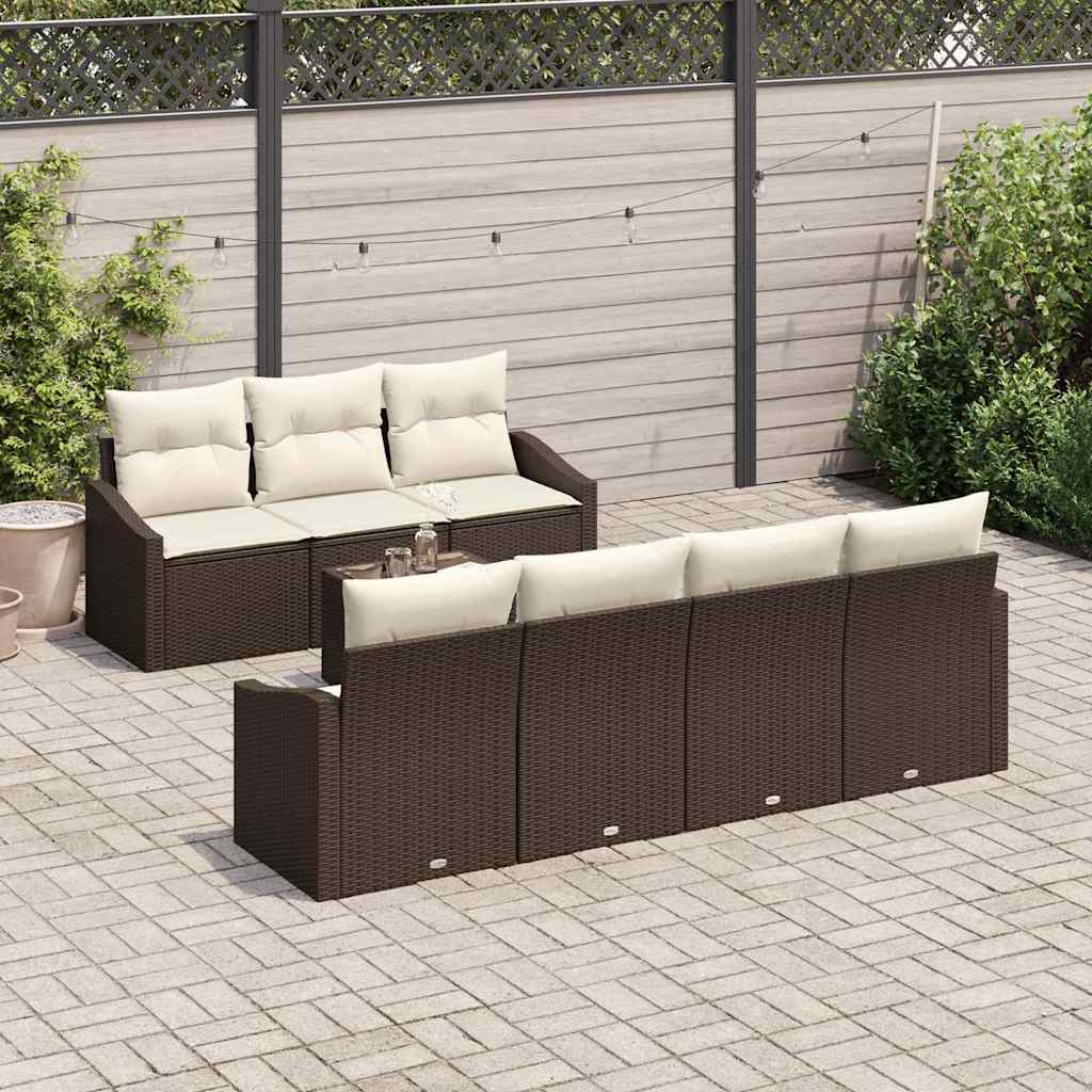 Set sofe 8 kom. Smeđa i krem poliratan 55 x 55 x 37 cm