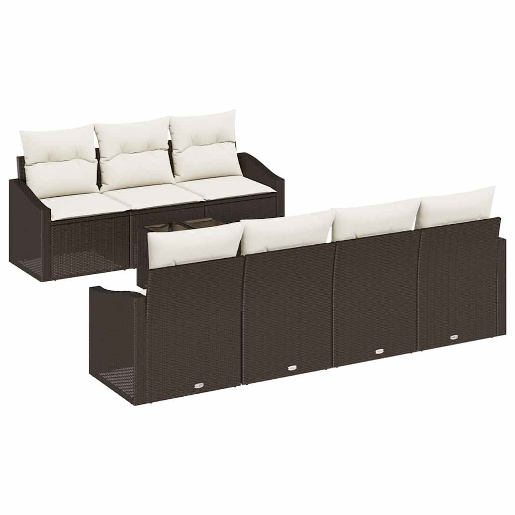 Set sofe 8 kom. Smeđa i krem poliratan 55 x 55 x 37 cm