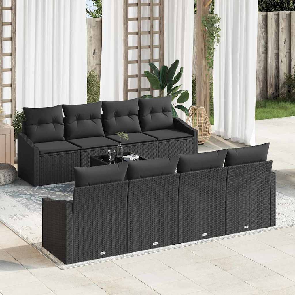 Set sofe s jastukom s pohranom 7 pcs Crna poliratan