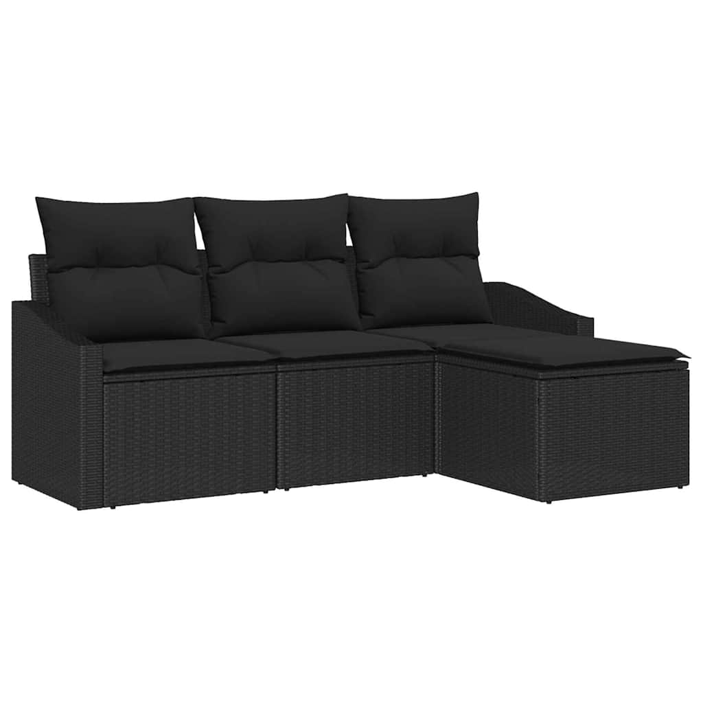 Set sofe s jastukom s pohranom 4 pcs Crna poliratan