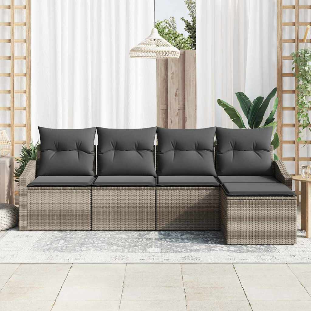 Set sofe 5 kom. Siva poliratan 233 x 117 x 85 cm