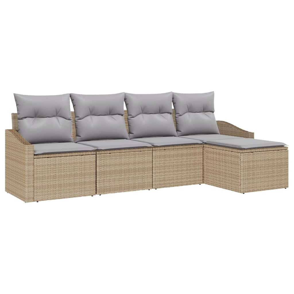 Set sofe 5 kom. Bež i svijetlo siva poliratan 233 x 117 x 85 cm