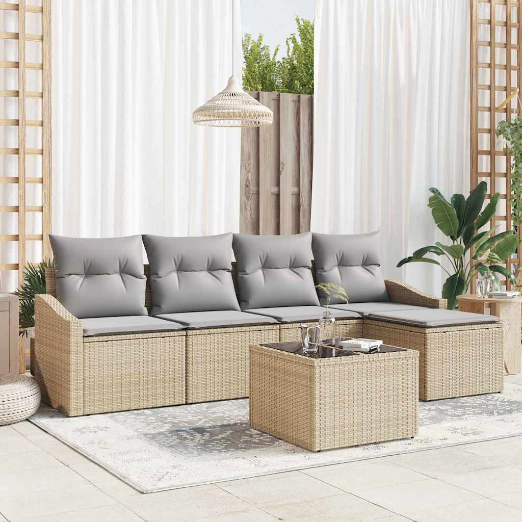 Set sofe s jastukom 6 pcs Bež i svijetlo siva poliratan