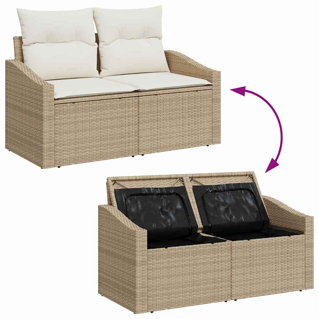 Vrtni set za objed s jastukom s pohranom 6 pcs Bež i krema
