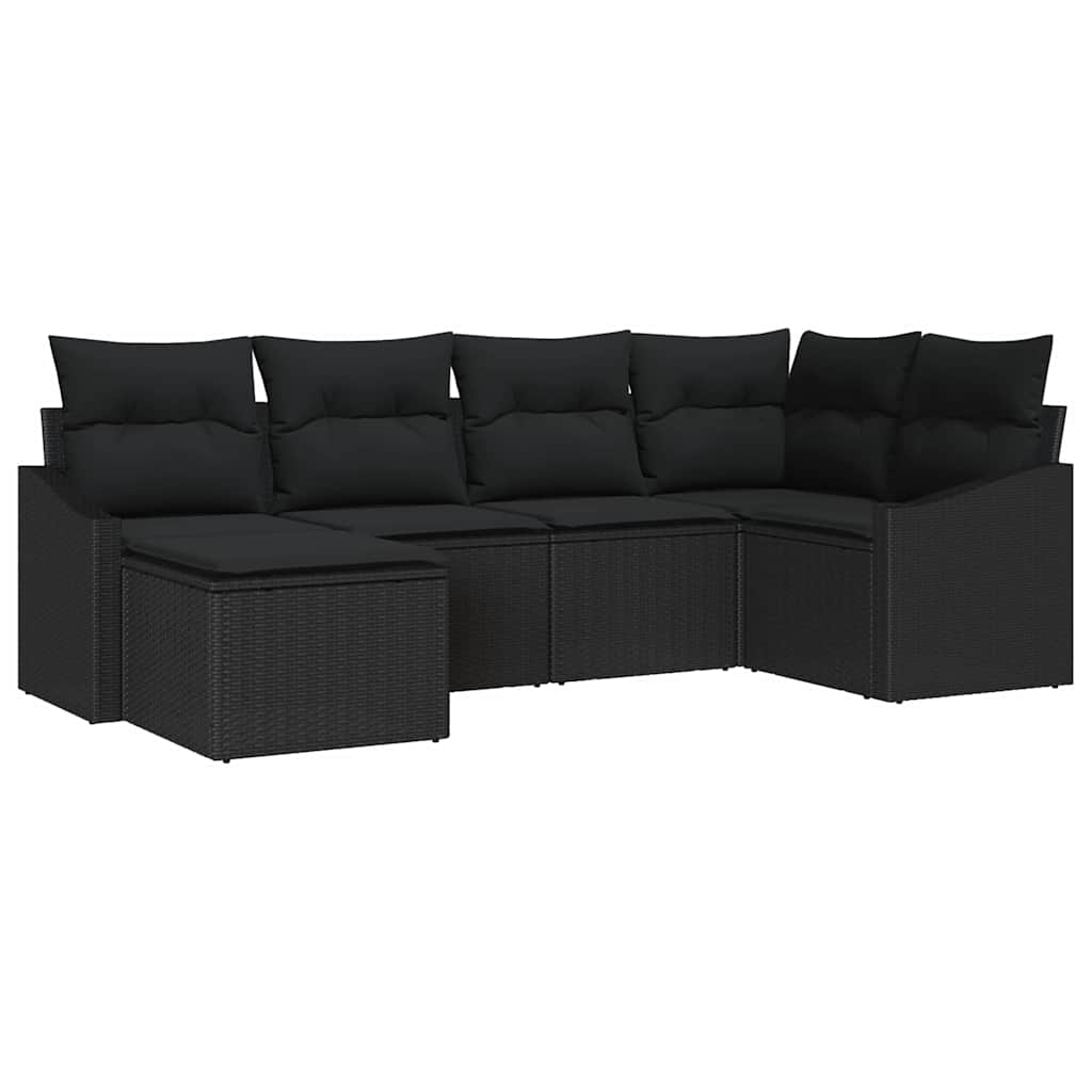 Vrtni set za objed s jastukom s pohranom 6 pcs Crna