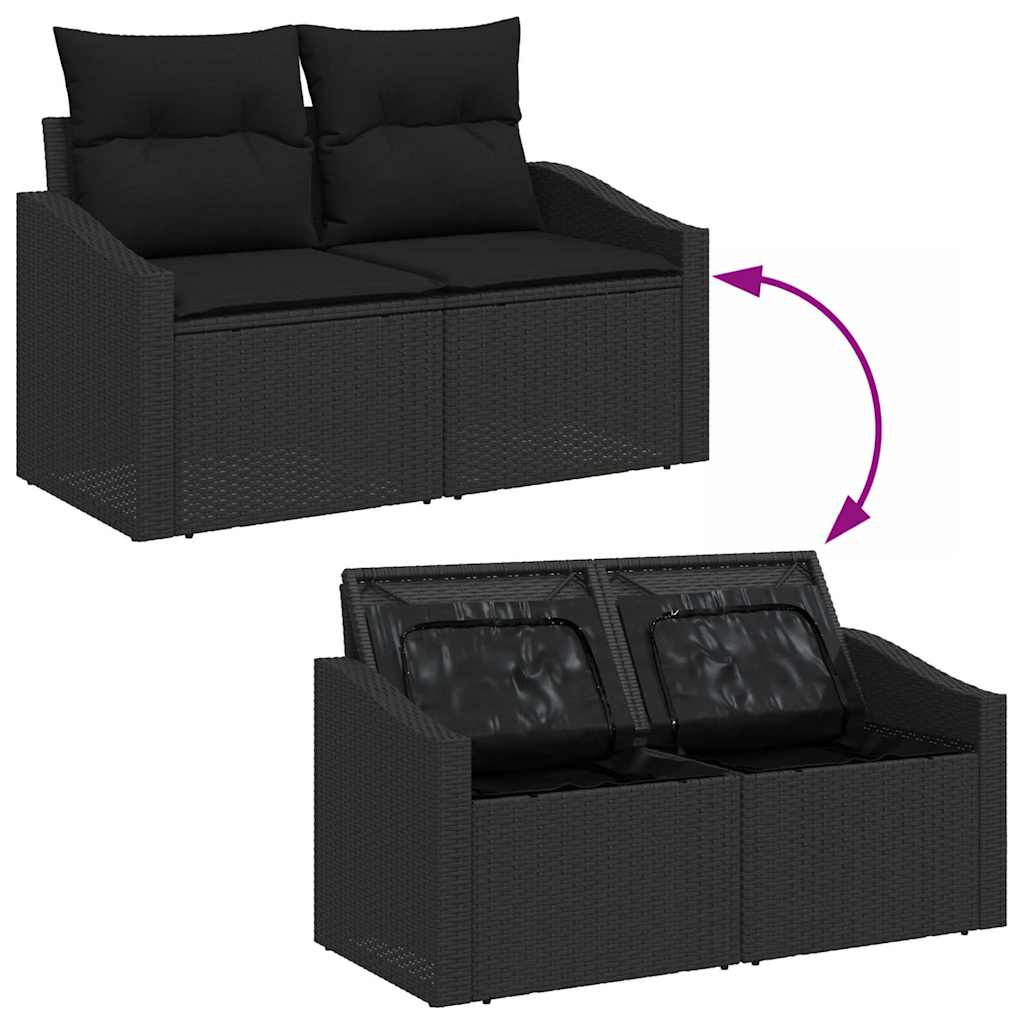 Vrtni set za objed s jastukom s pohranom 6 pcs Crna