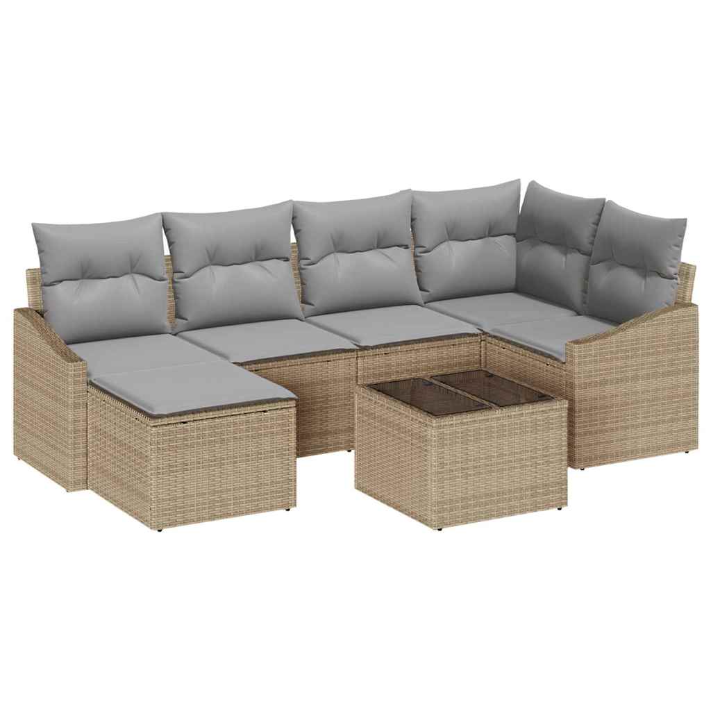 Vrtni set za objed s jastukom 7 pcs Bež i svijetlo siva