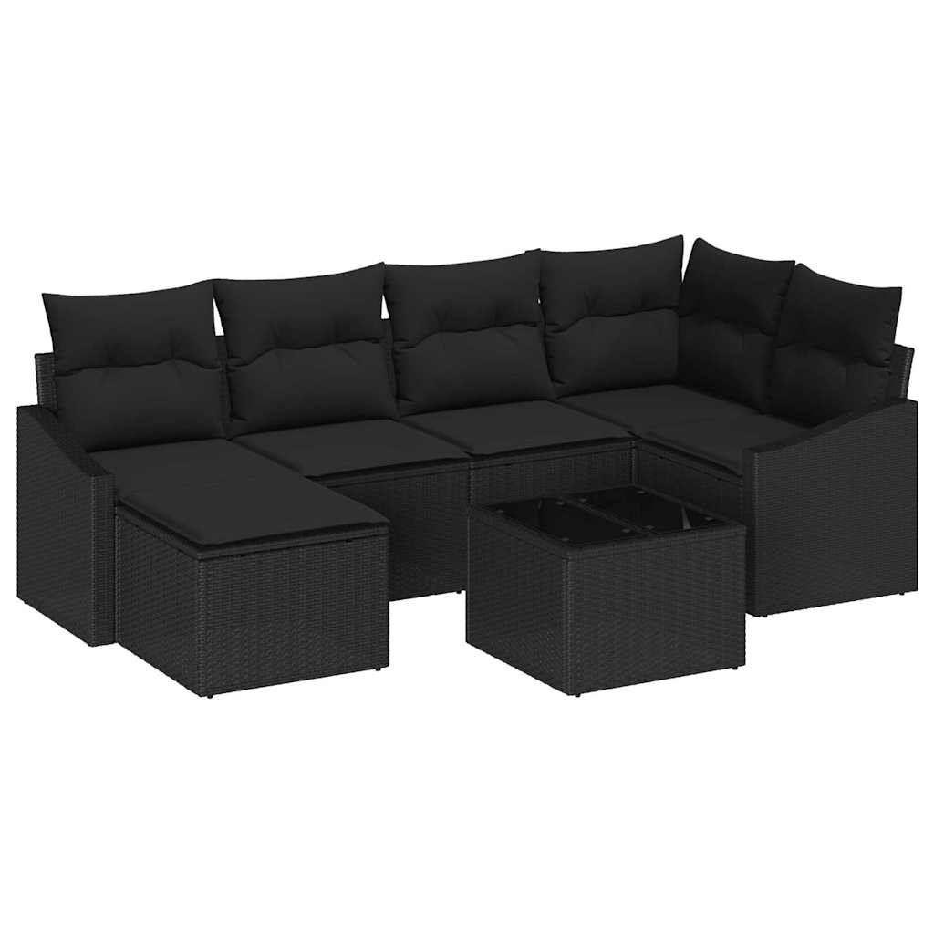 Vrtni set za objed s jastukom s pohranom 7 pcs Crna