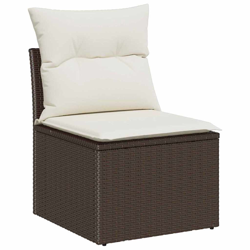Vrtni set za objed s jastukom s pohranom 6 pcs Smeđa i krem