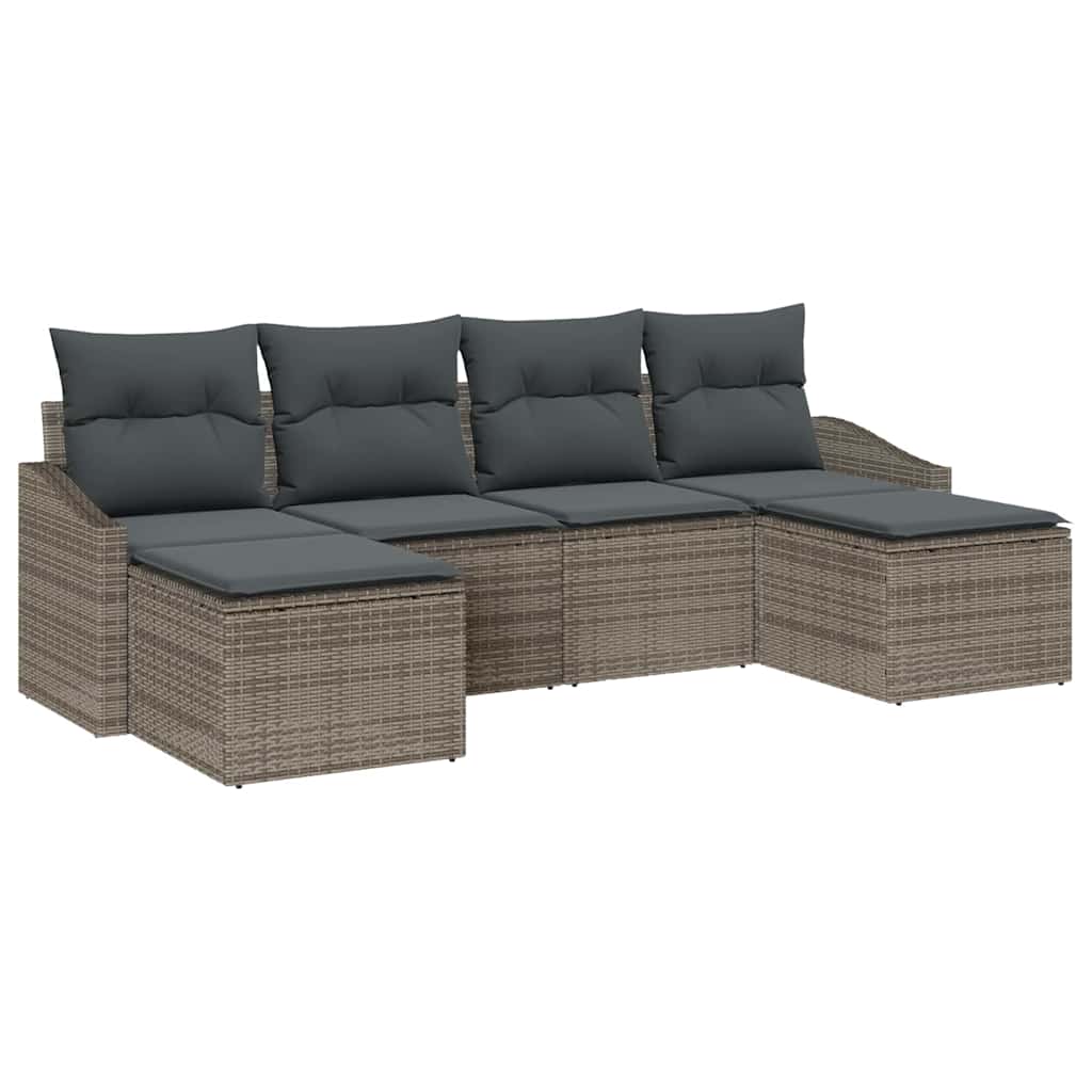 Vrtni set za objed s jastukom s pohranom 6 pcs Siva
