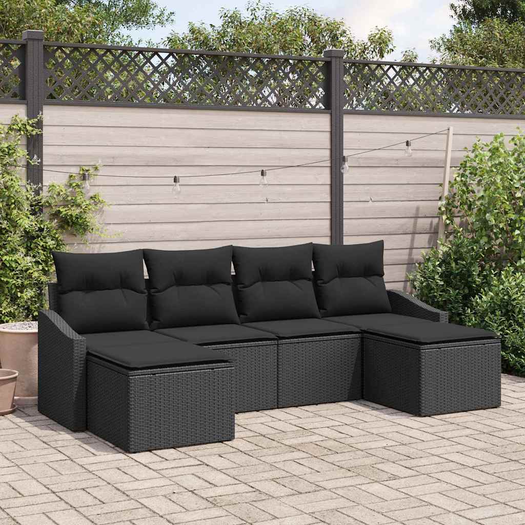 Vrtni set za objed s jastukom s pohranom 6 pcs Crna