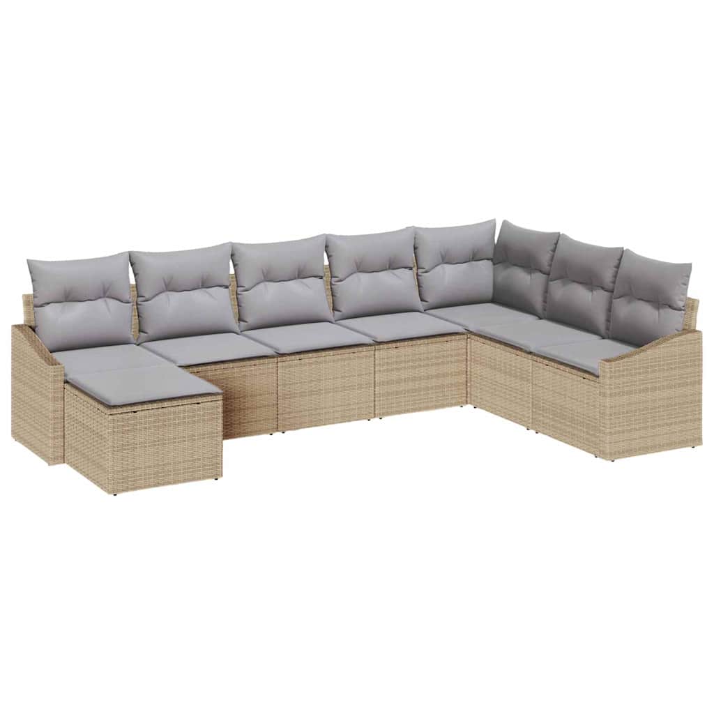 Sjedeća garnitura za vrt 8 kom. Bež i svijetlo siva poliratan 288,5 x 123,5 x 85 cm