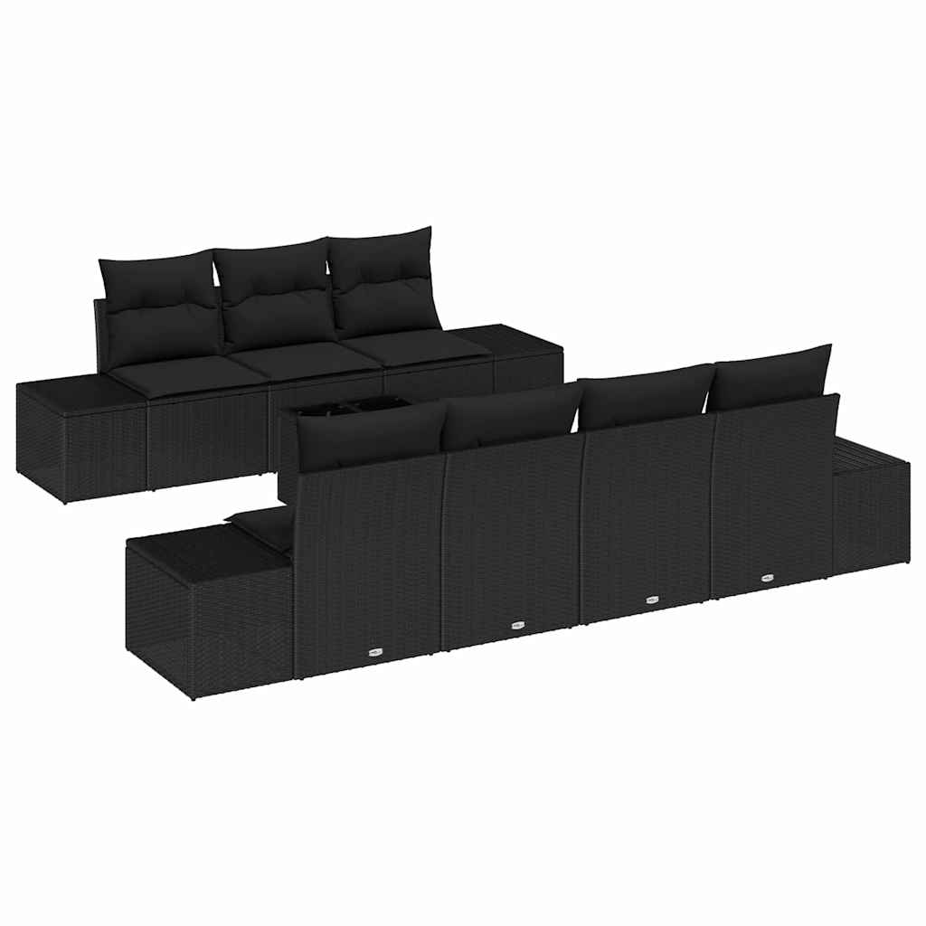 Sjedeća garnitura za vrt 8 kom. Crna poliratan 239 x 62 x 69 cm