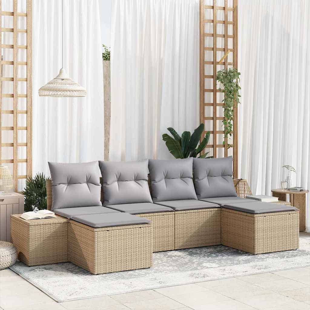 Sjedeća garnitura za vrt 4 pcs Bež i svijetlo siva poliratan