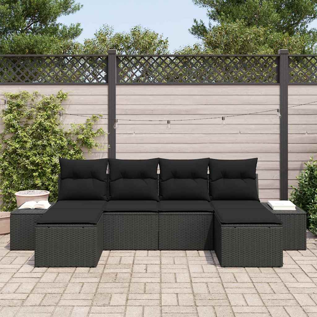 Sjedeća garnitura za vrt 4 kom. Crna poliratan 294 x 55 x 85 cm
