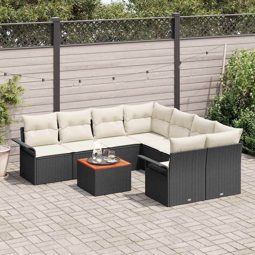 Sjedeća garnitura za vrt 9 kom. 8-Broj sjedala Crna i Krema 242,5 x 234 x 69 cm