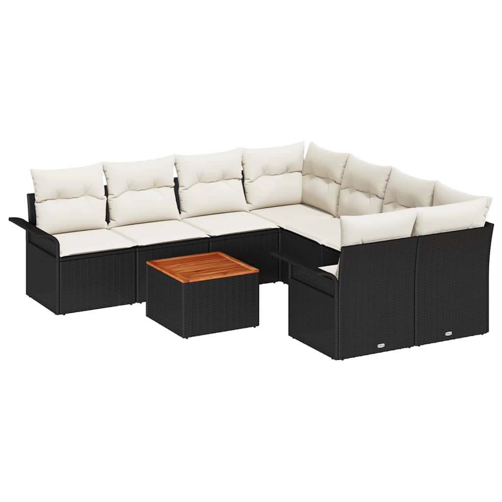 Sjedeća garnitura za vrt 9 kom. 8-Broj sjedala Crna i Krema 242,5 x 234 x 69 cm