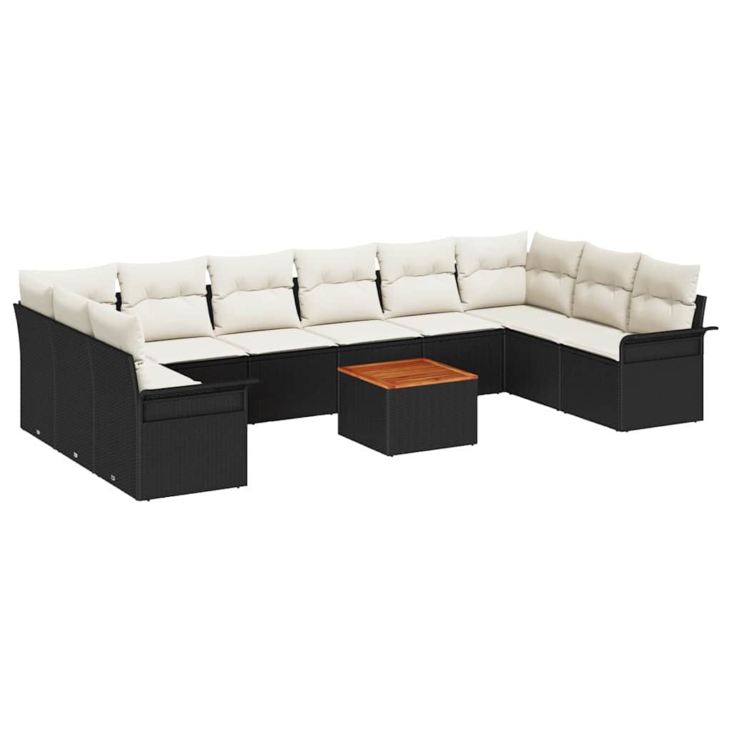 Sjedeća garnitura za vrt 11 kom. 10-Broj sjedala Crna i Krema 344 x 187,5 x 69 cm