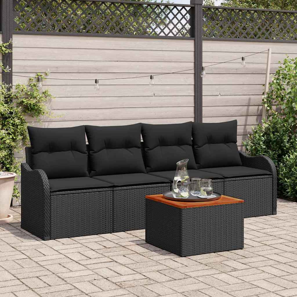 Sjedeća garnitura za vrt 5 kom. 4-Broj sjedala Crna poliratan 231 x 62 x 69 cm