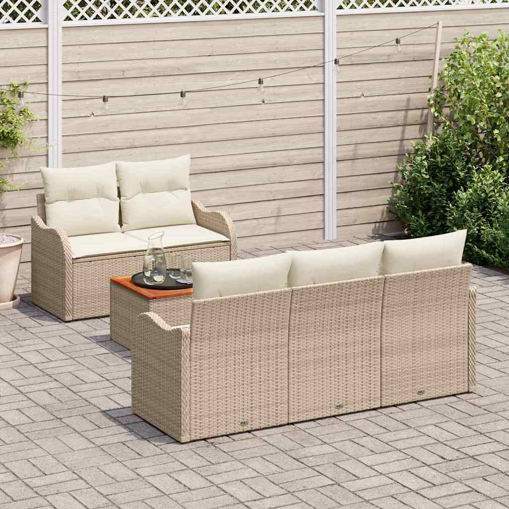 Sjedeća garnitura za vrt 6 kom. 5-Broj sjedala Bež i krema 176 x 62 x 69 cm