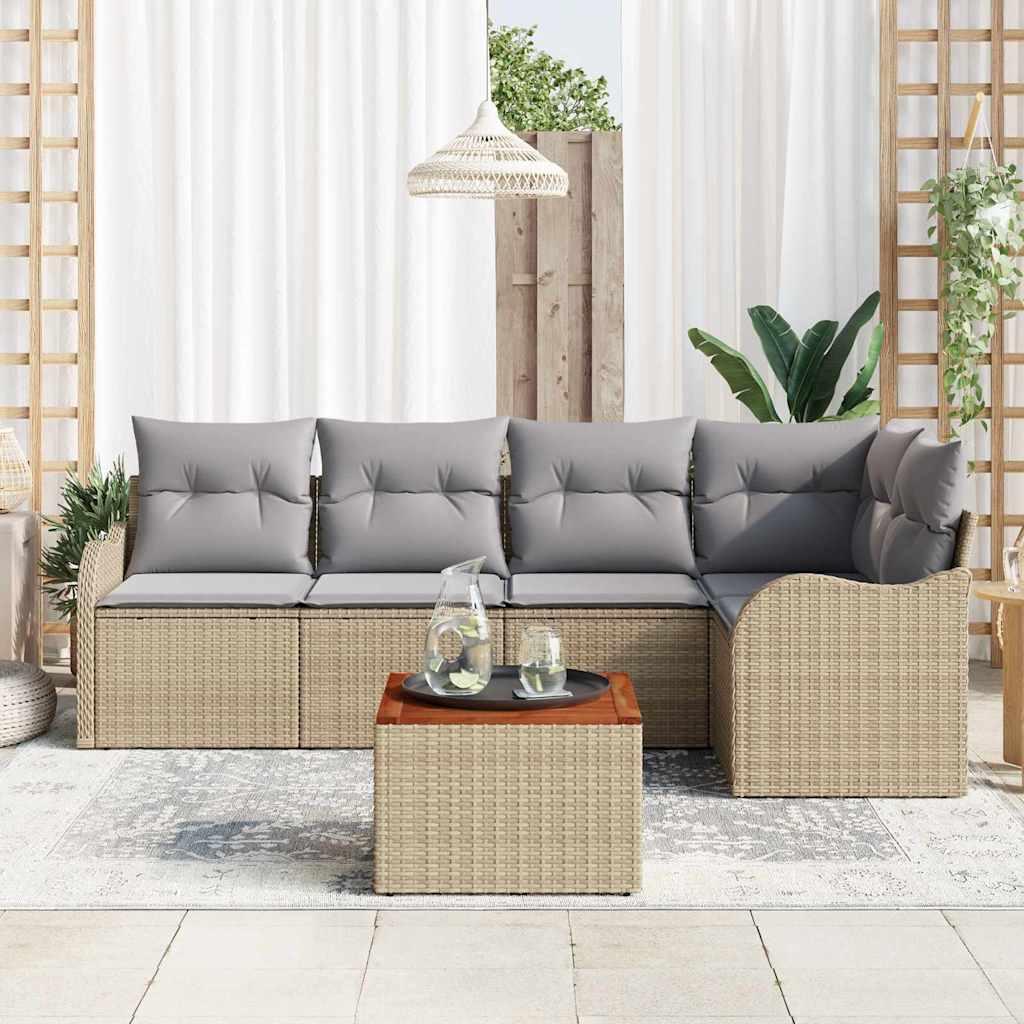 Sjedeća garnitura za vrt 6 kom. Bež i svijetlo siva poliratan 232,5 x 122,5 x 69 cm